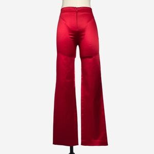 Vintage 90s Cache Gold Label Red straight leg zip fly pants disco satin bold XS